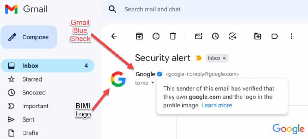 Gmail blue check