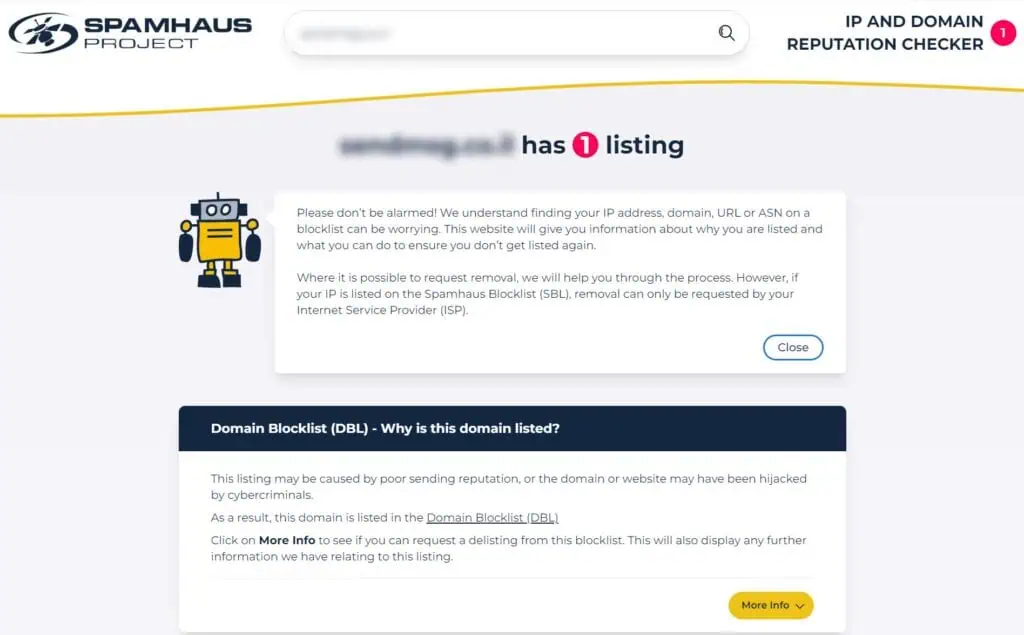 ESP shared domain blocked on Spamhaus