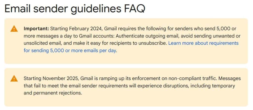 Gmail Sender guidelines 11/2025